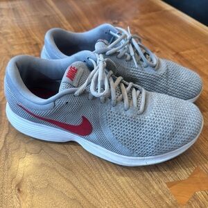 Nike Men’s Revolution 4 AA7402-006 Gray & Red Running Shoes Sneakers. Si…
